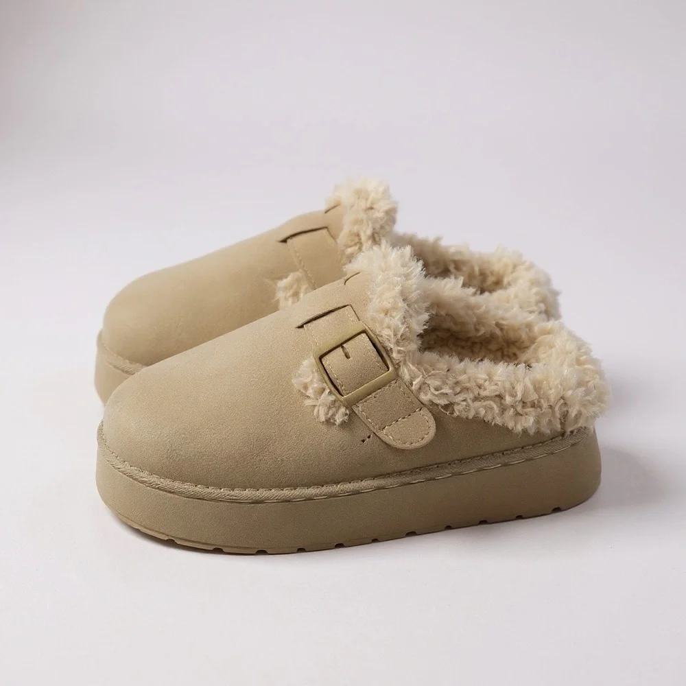 Cozy Tan Fur-Lined Slip-On Ankle Boots